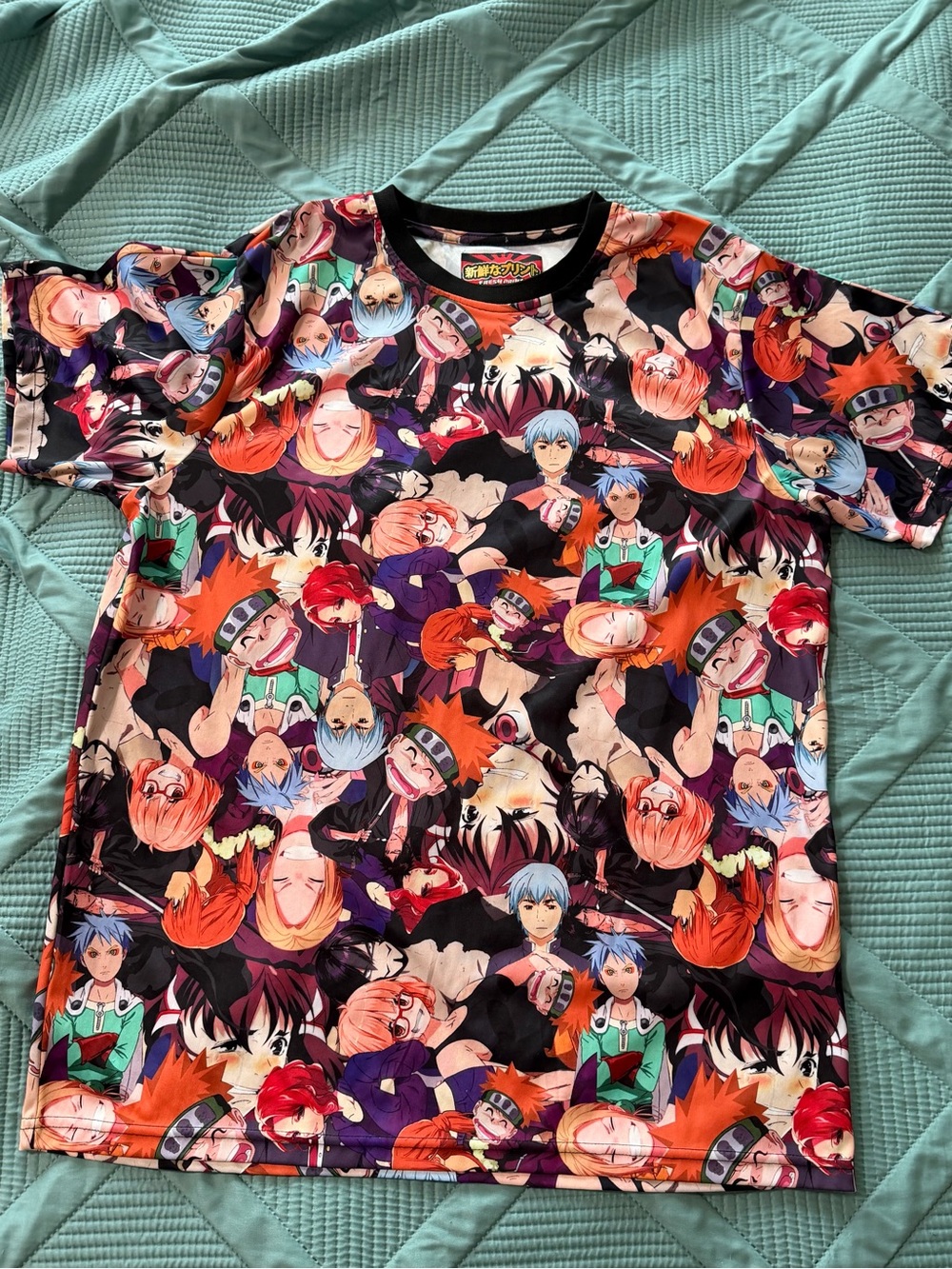 Anime Character Print Adult XL Short Sleeve Tee - Multicolor by Fresh Prints